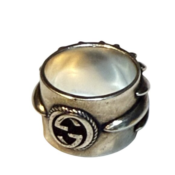 GUCCI Silver 925 Interlocking G Flower Ring 752454 J8749, sz 16, 19, 21 - Picture 5 of 12
